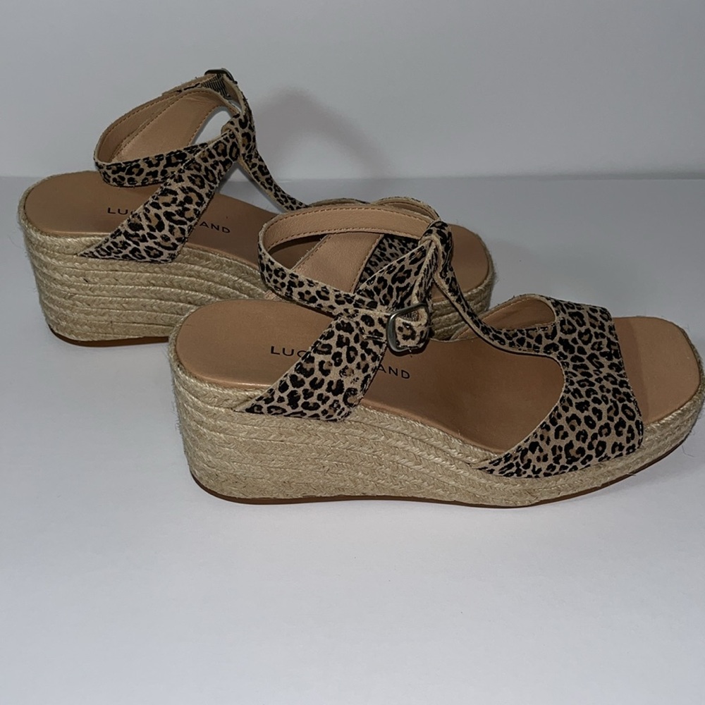 Lucky Brand • Valki Womens Leather Ankle Strap Wedge Sandals • Size 7.5 - Picture 5 of 6